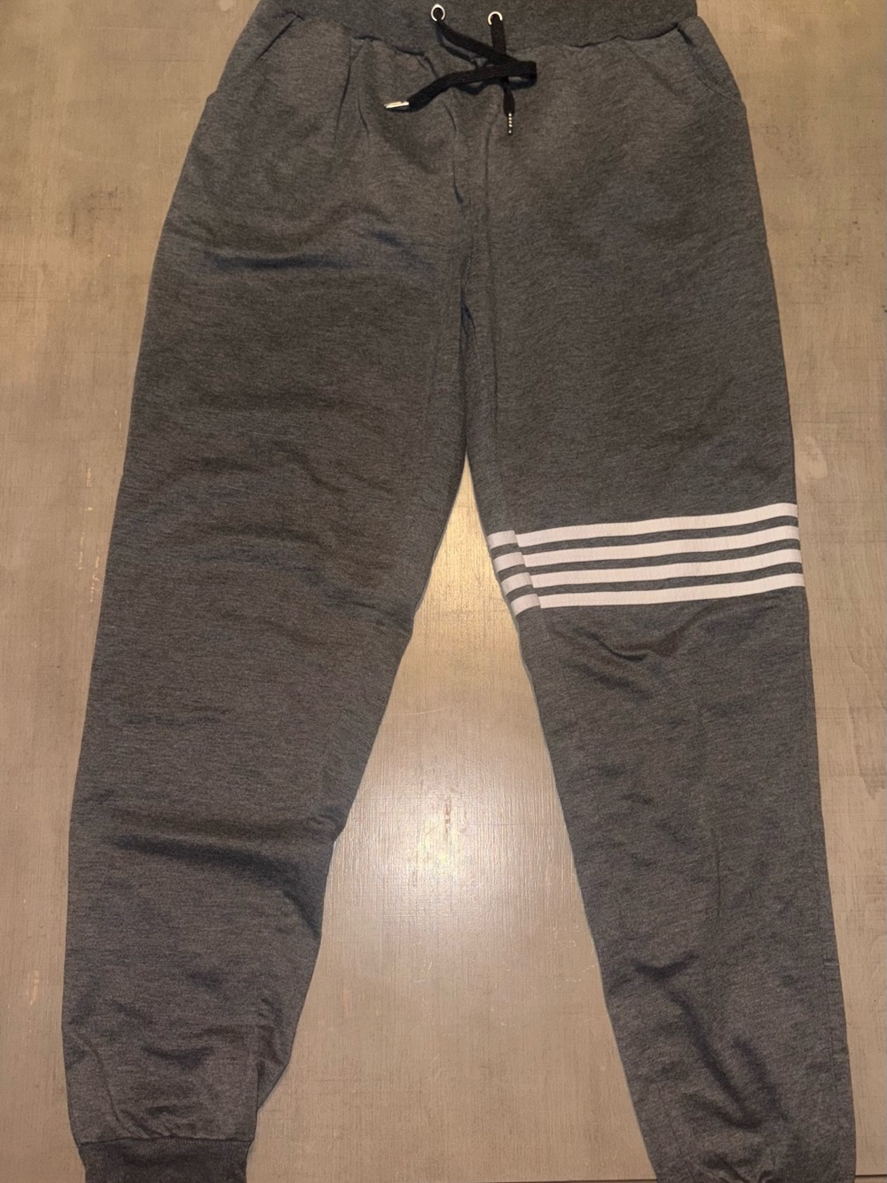 SHEIN Dark Gray Kids Jogger Sweatpants with White Stripes